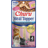 Inaba Churu Meal Topper Tuna with Salmon Recipe for cats, front of the 4-tube pack