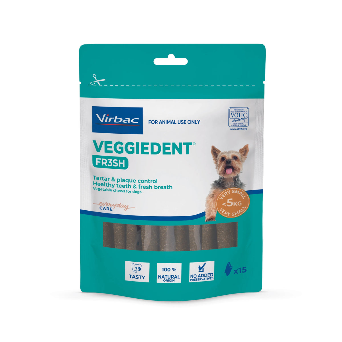 Virbac Veggiedent Fresh dental chews for extra small dogs under 5kg – front of pack