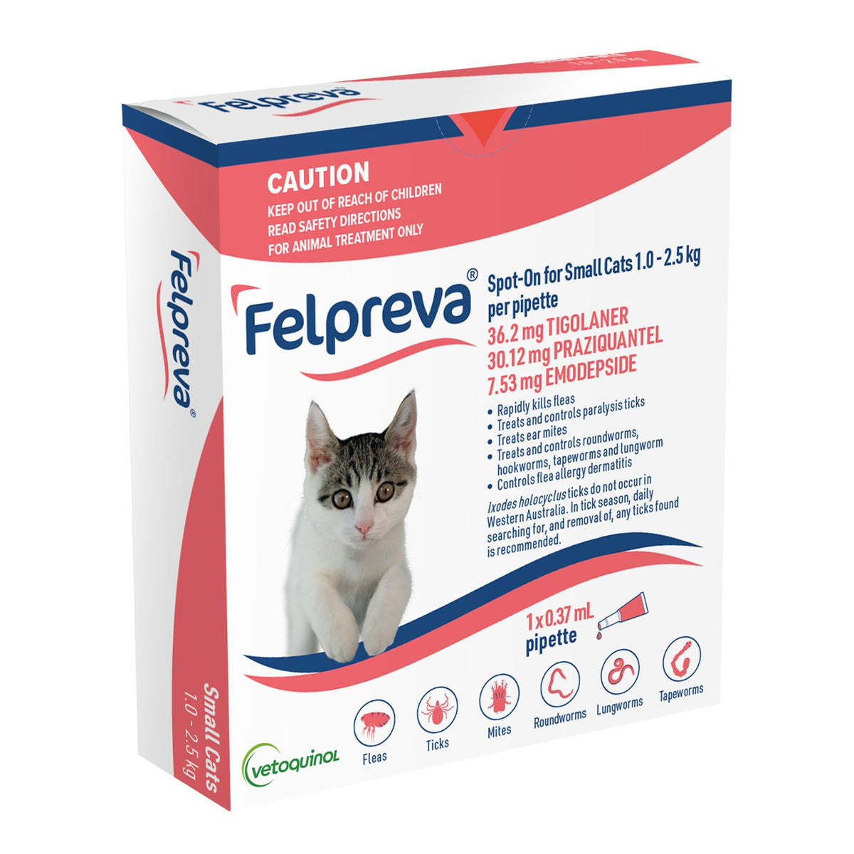 Felpreva Spot-On carton for small cats 1-2.5 kg, pink pack, single pipette