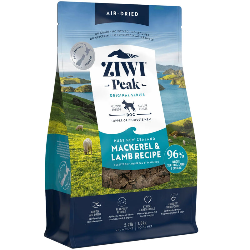 ZIWI Peak Dog Food Air Dried Mackerel and Lamb 1kg | PeekAPaw Pet Supplies