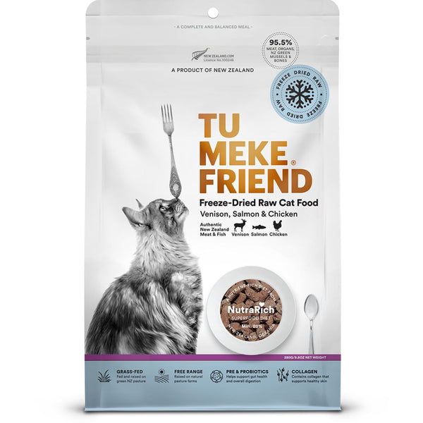 TU MEKE FRIEND Air-Dried Natural Cat Food Venison, Salmon & Chicken