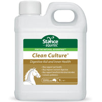 Stance Equitec Clean Culture digestive aid and inner health liquid for horses in a 1L bottle