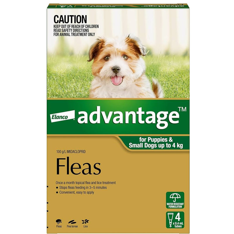Advantage Dog 0-4kg Green 4 Pack | PeekAPaw Pet Supplies