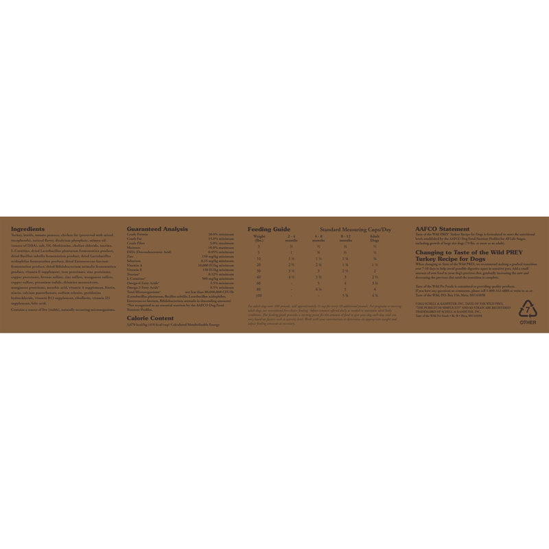 Taste of the Wild PREY Turkey Dog Food