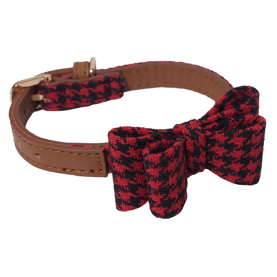 Rosewood Wag n Walk Toy Dog Red & Black Dogtooth Set