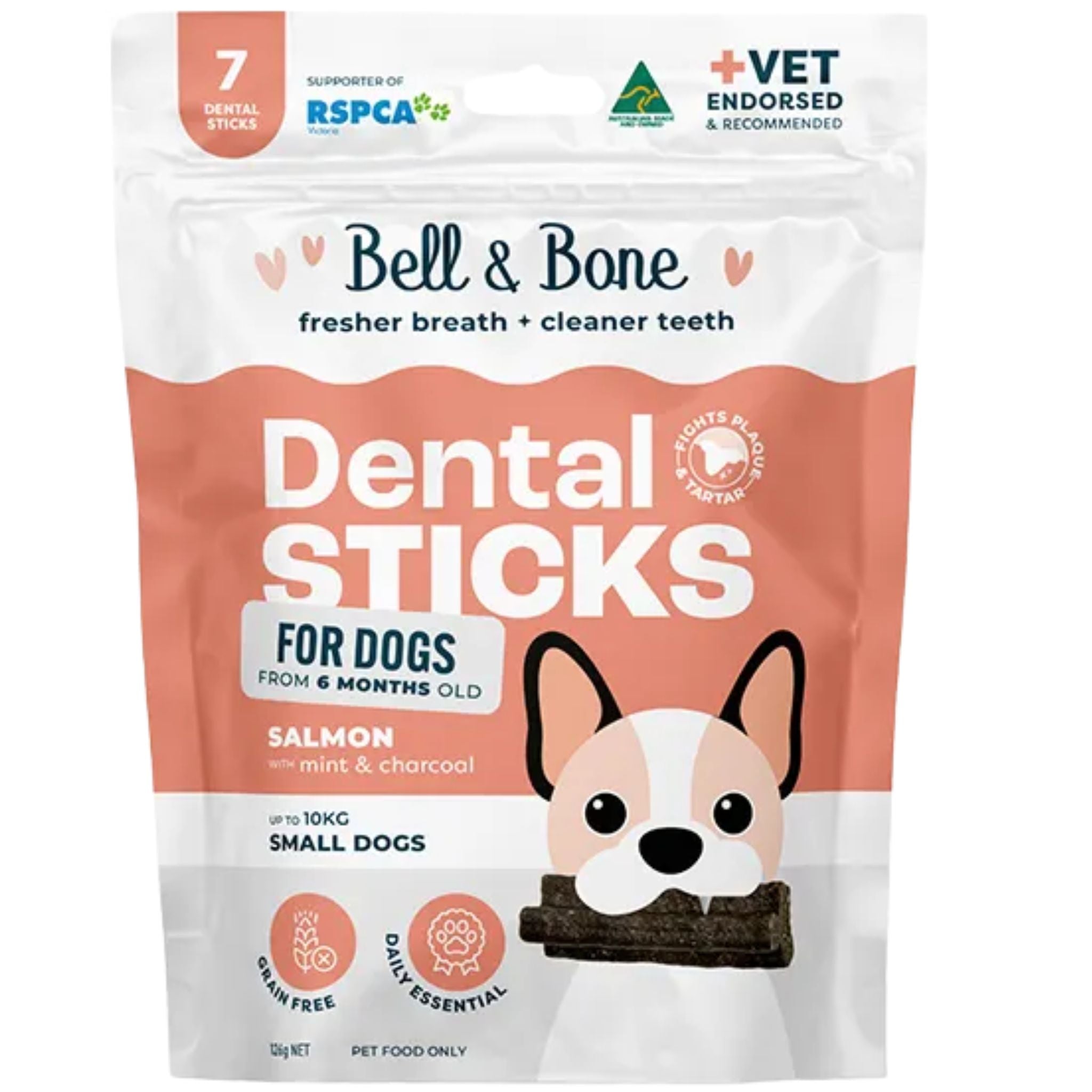 Bell and Bone Dental Sticks for Adult Dogs - Salmon, Mint & Charcoal