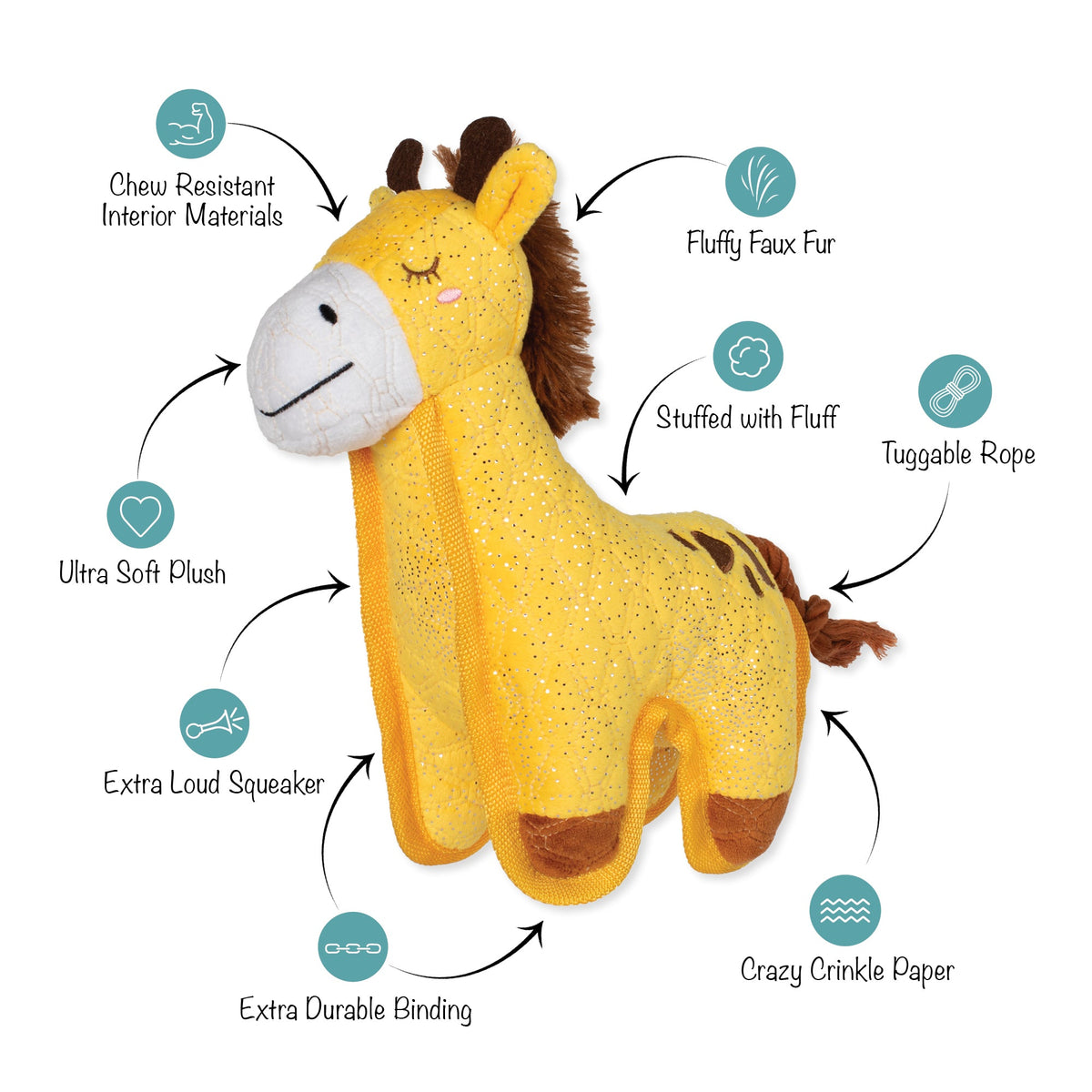 Fringe Studio Durable Dog Toy - Head Above The Rest — feature callouts