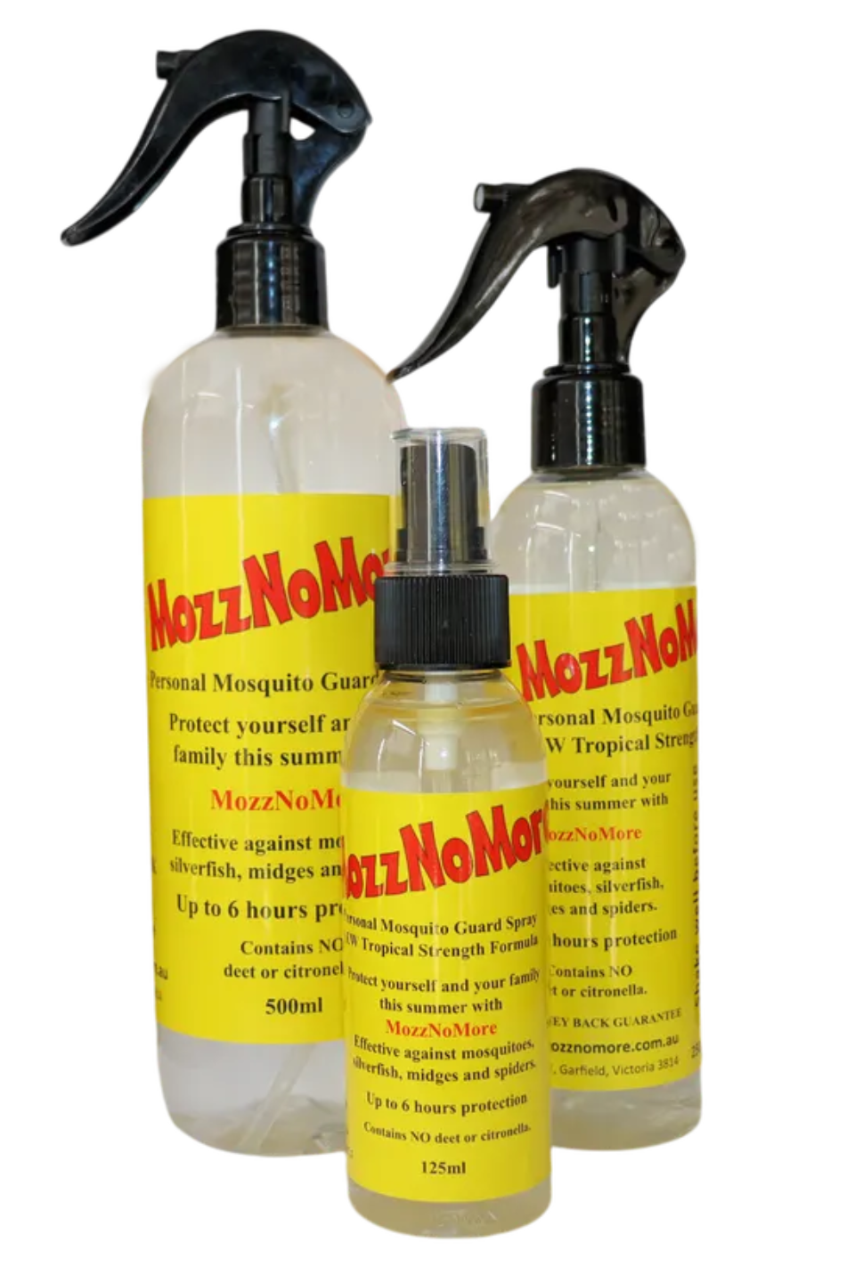 MozzNoMore Mosquito Guard Spray pump bottle front label