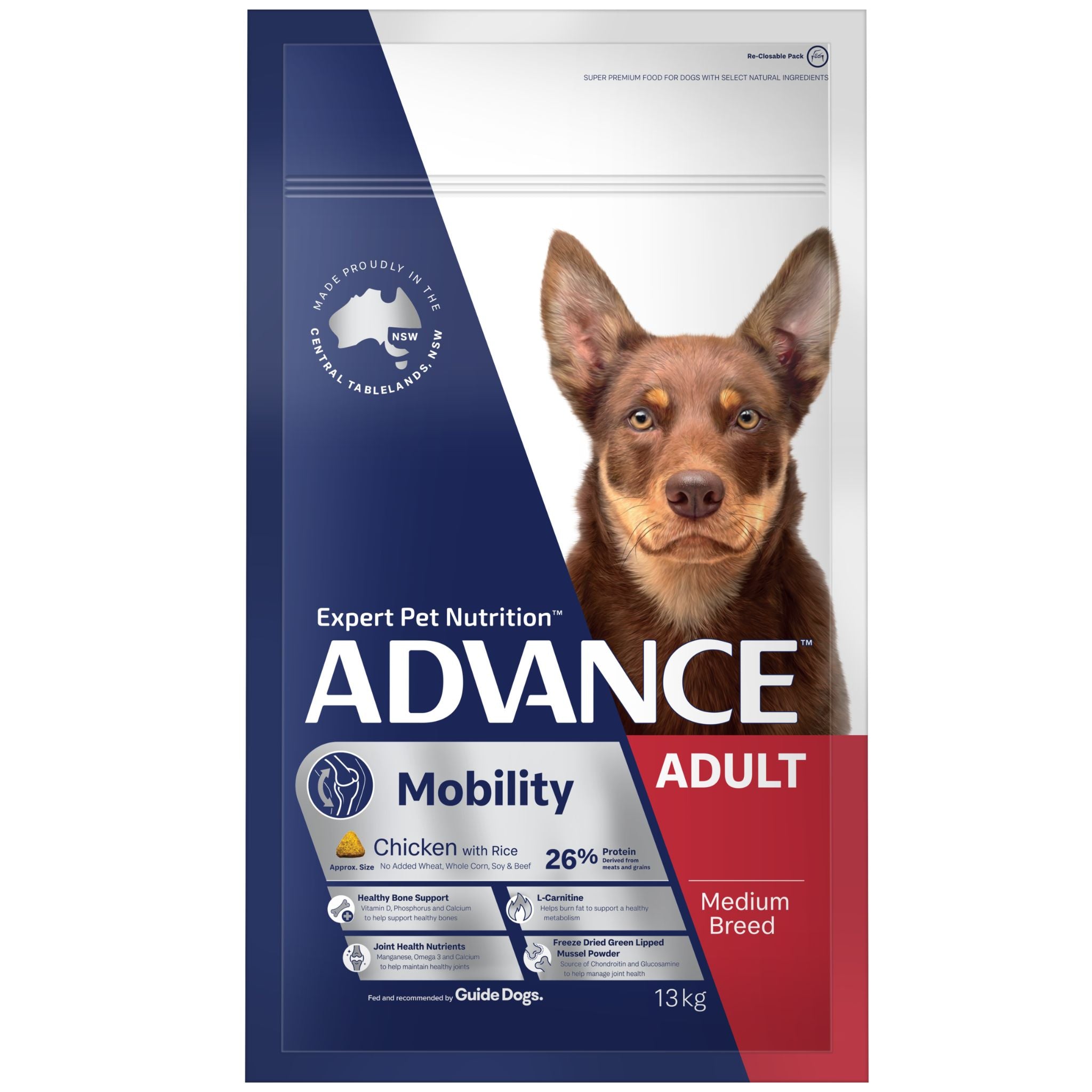 ADVANCE Dry Dog Food Mobility Adult Medium Breed Chicken with Rice