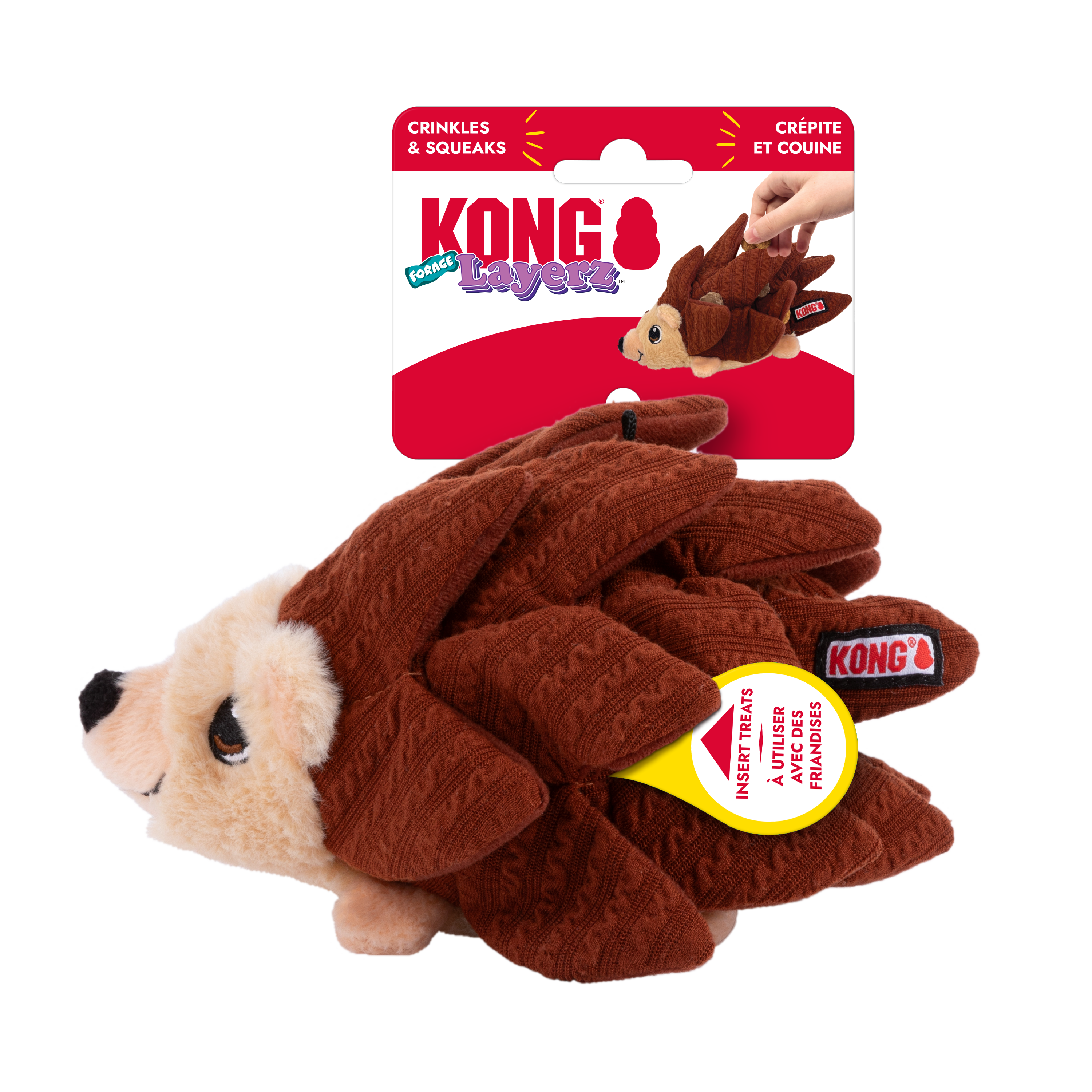 KONG Dog Toys Layerz Forage Hedgehog shown in its retail packaging