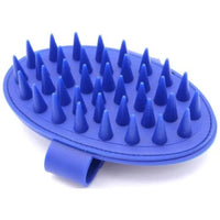 Artero blue rubber grooming mitt with tall cone spikes and an adjustable hand strap