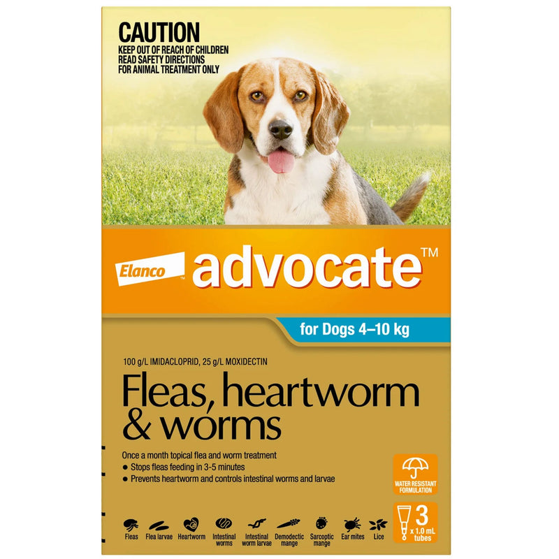 Advocate for Dogs 4-10Kg Aqua - 3 Pack | PeekAPaw Pet Supplies