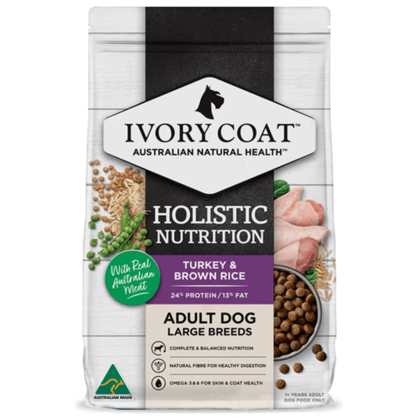 Ivory Coat Holistic Nutrition Adult Large Breed Dry Dog Food Turkey & Brown Rice