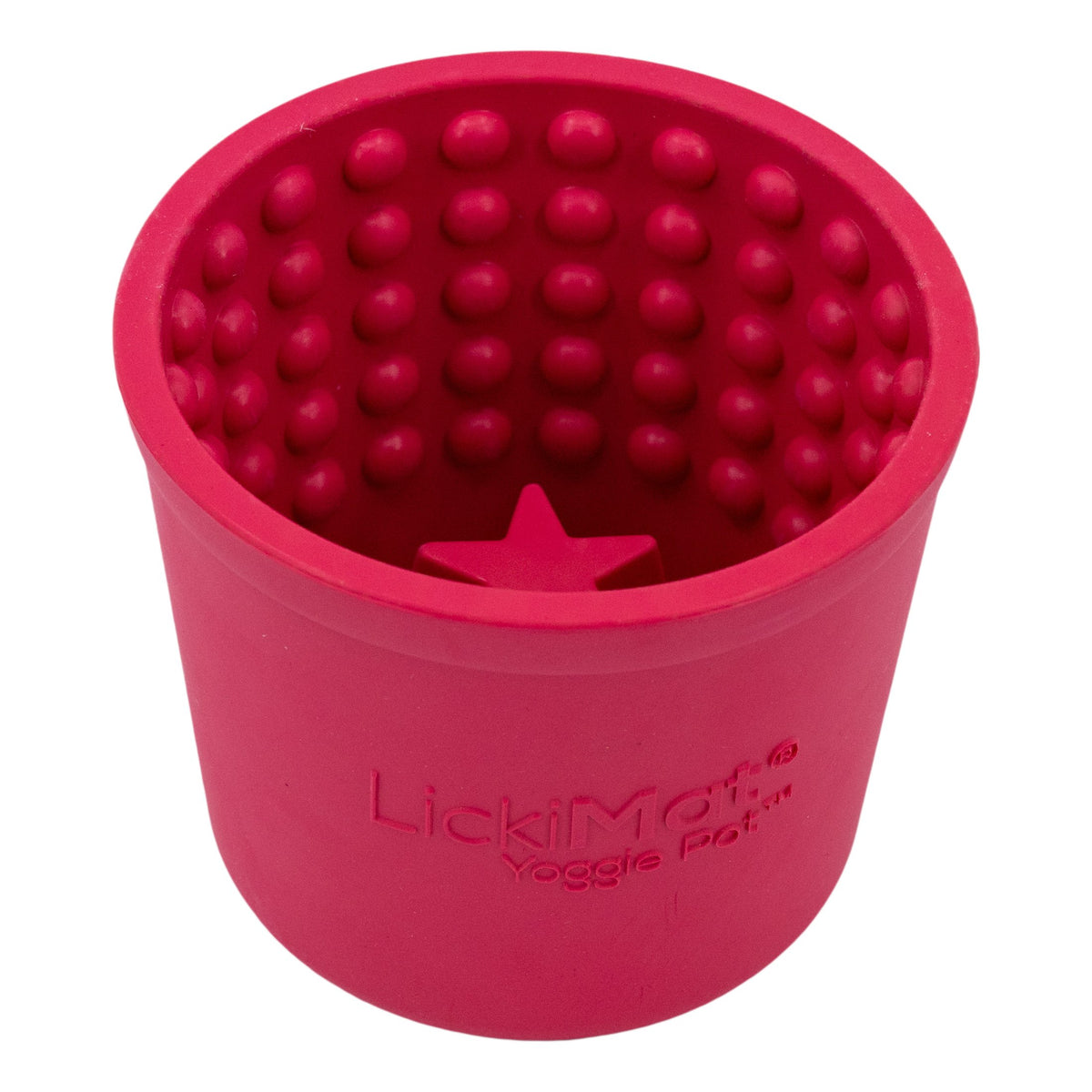 Pink LickiMat Yoggie Pot, nubbed inner wall with a raised star in the base