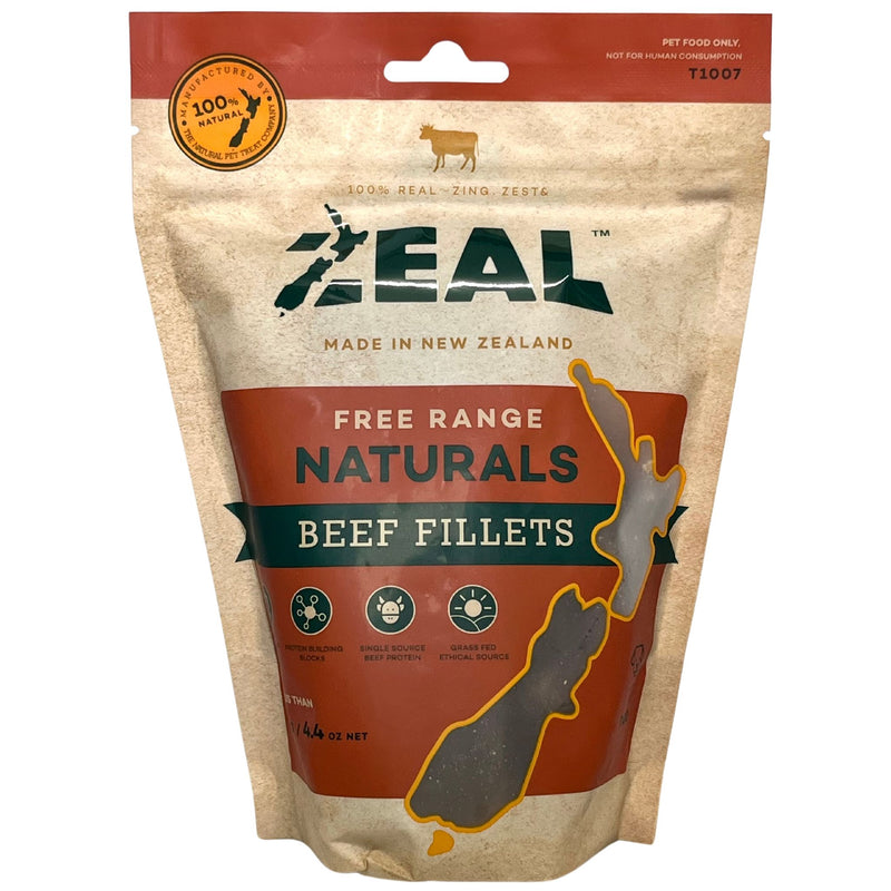 Zeal Dog Treats Free Range Naturals Beef Fillets 125g | PeekAPaw Pet Supplies