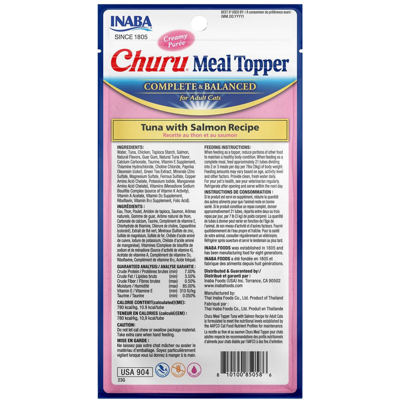 Inaba Cat Treat Churu Meal Topper Tuna Salmon