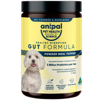 Anipal Gut Formula Powder Meal Topper for dogs, 135g jar with 3 billion probiotics per teaspoon