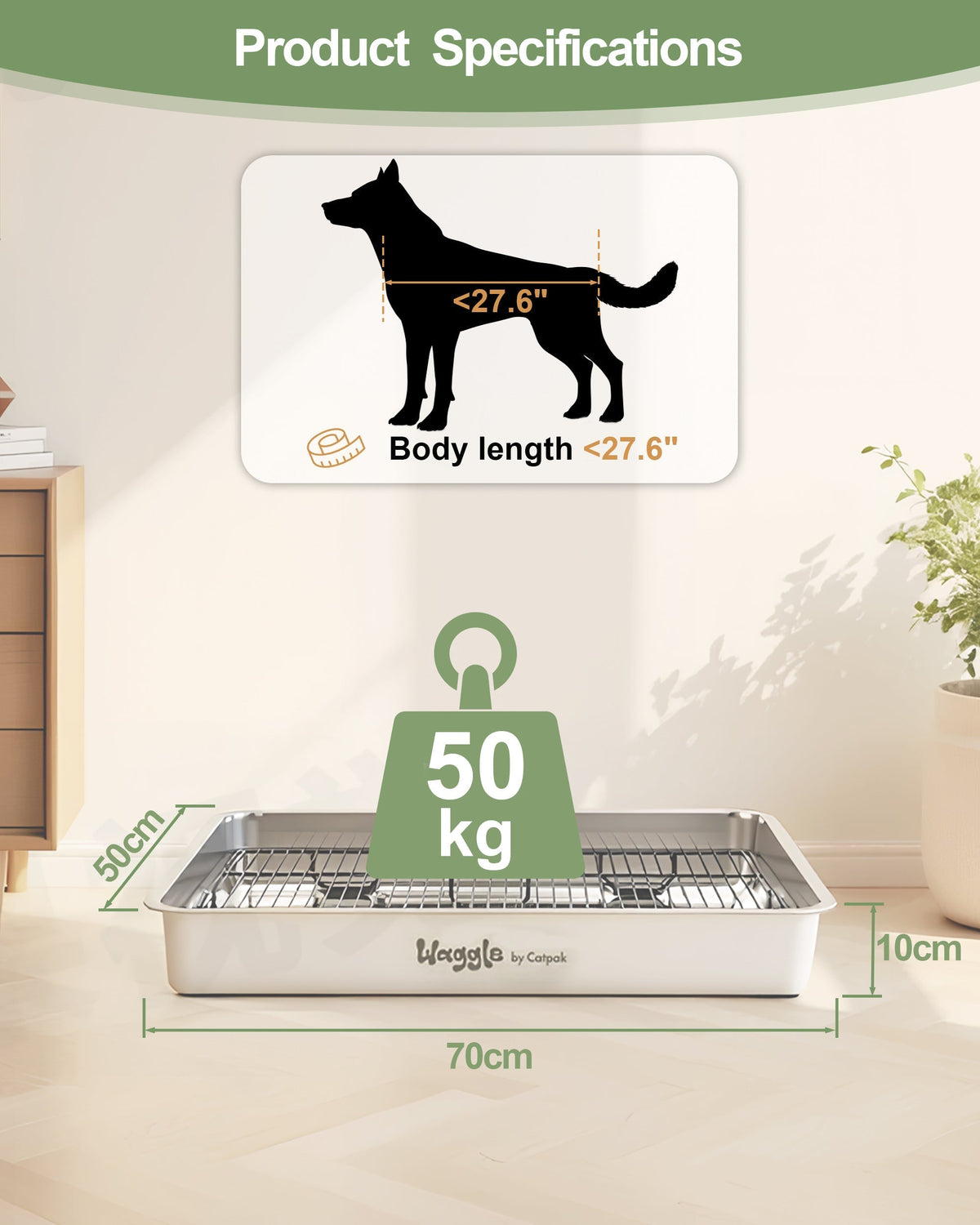 CatPak Waggle Stainless Steel Dog Toilet - view 8