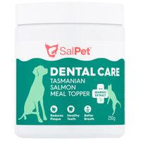 SalPet Dental Care Tasmanian Salmon meal topper, teal 250 g tub