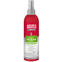 Front label, red spray bottle, Nature's Miracle Advanced Platinum Cat Pet Block Spray