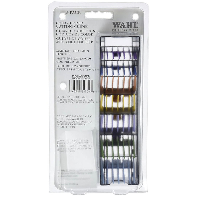 Wahl 8 Pack Cutting Guides Combs Set - Color Coded