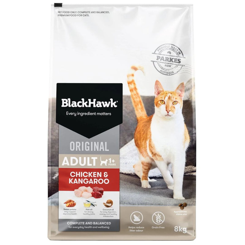 Black Hawk original Adult Dry Cat Food Chicken & Kangaroo - 8kg | PeekAPaw Pet Supplies