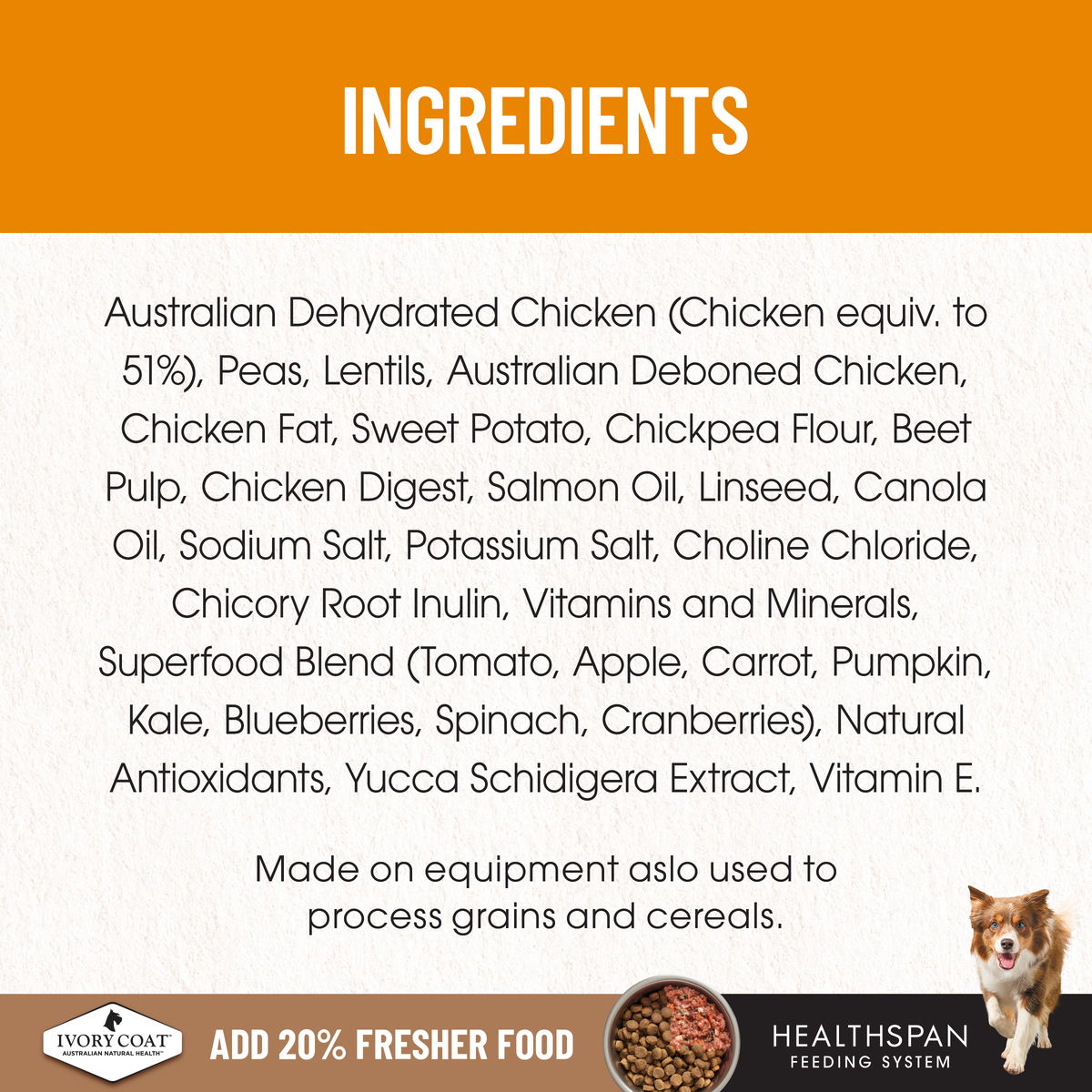 Ivory Coat Grain Free Chicken Adult ingredients panel