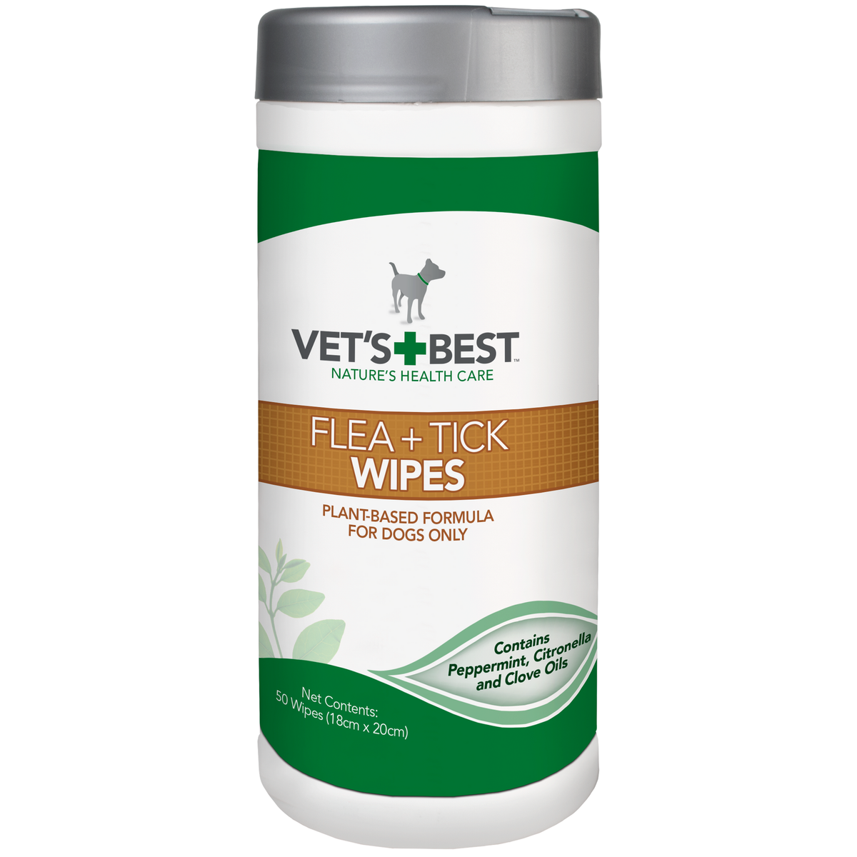 Vet's Best Flea and Tick Wipes for dogs, 50-count tub, front of pack
