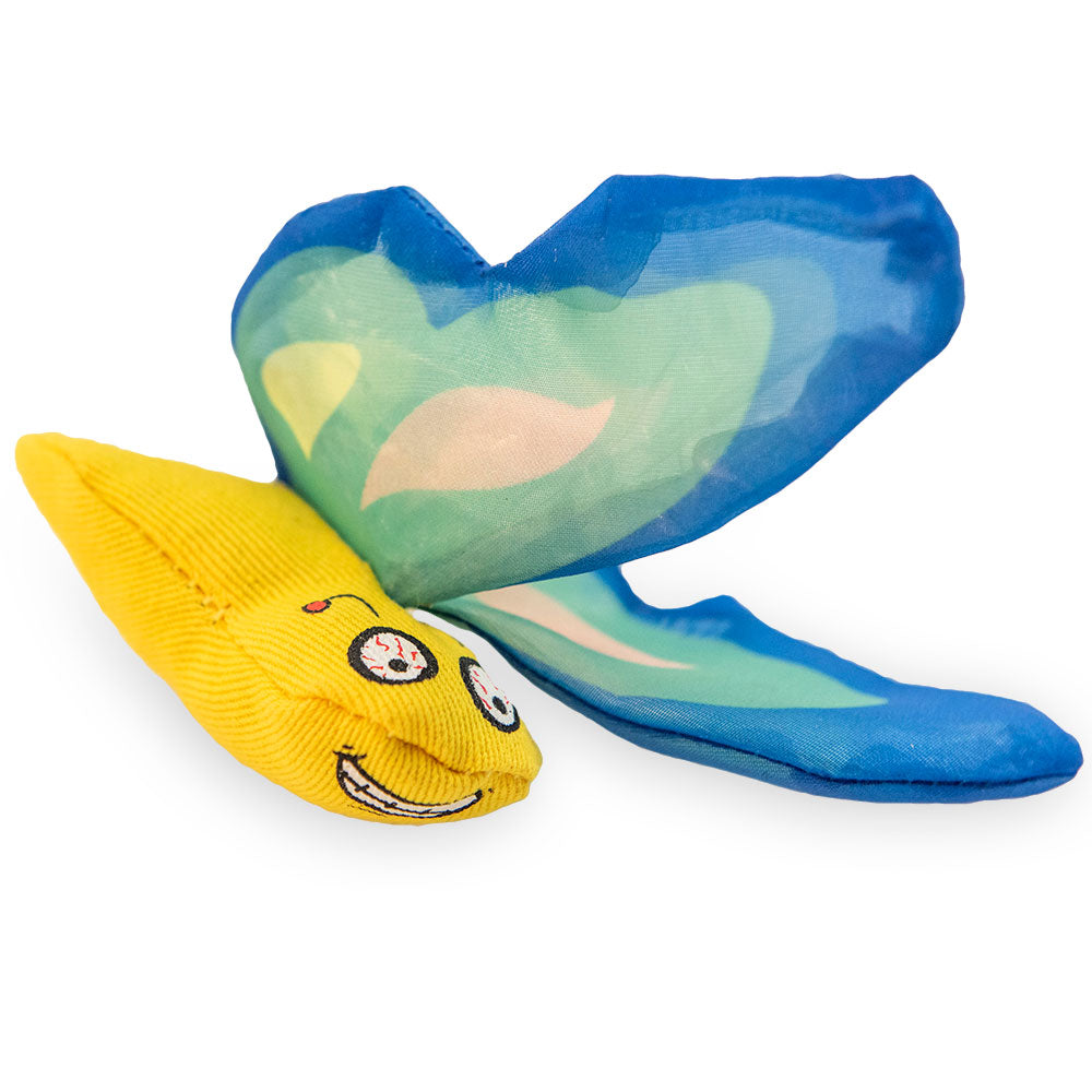Yeowww! Butterfly catnip cat toy in blue, crinkly wings