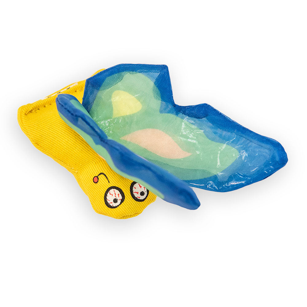 Yeowww! Butterfly catnip cat toy in blue, underside