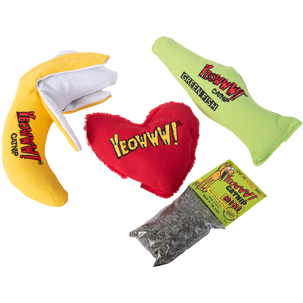 Yeowww! Catnip Cat Toys - Regular Gift Bundles with 3 Cat Toys + Spare Catnip