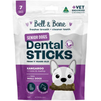 Bell & Bone Dental Sticks for senior dogs, kangaroo with mint and rosehip, small dog pack
