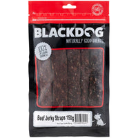 BlackDog Beef Jerky Straps Dog Treats packaging front