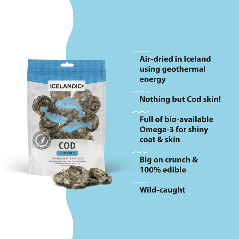 Icelandic+ Dog Treats Cod Skin Rolls