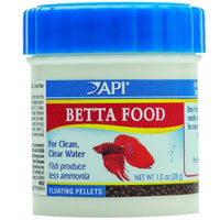 API Betta Food floating pellets for bettas, front of the tub