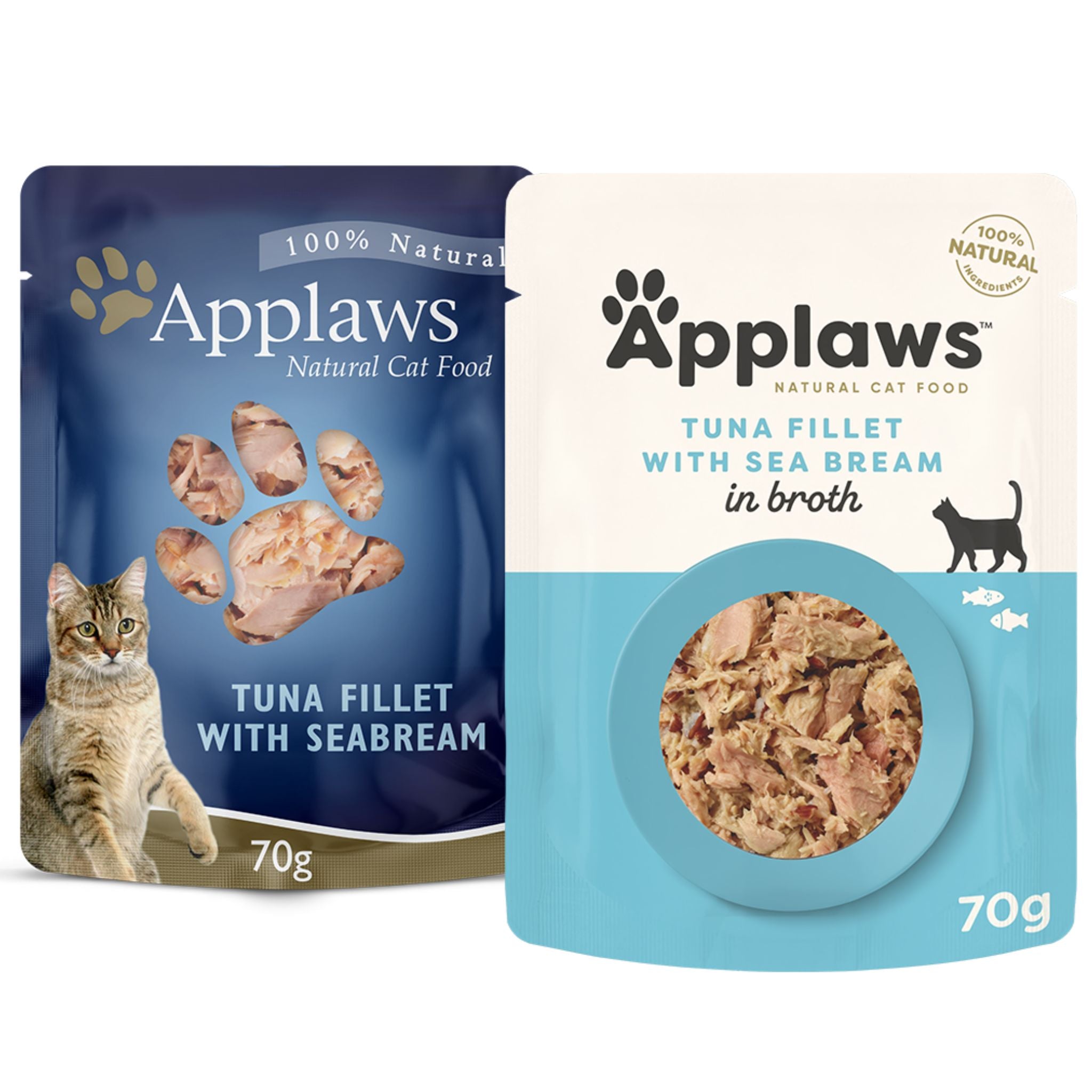 Applaws Natural Wet Cat Food Pouch Tuna with Sea Bream in Broth