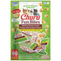 Inaba Churu Fun Bites Chicken Wraps Chicken with Pumpkin Recipe, front of the 60-bite pouch