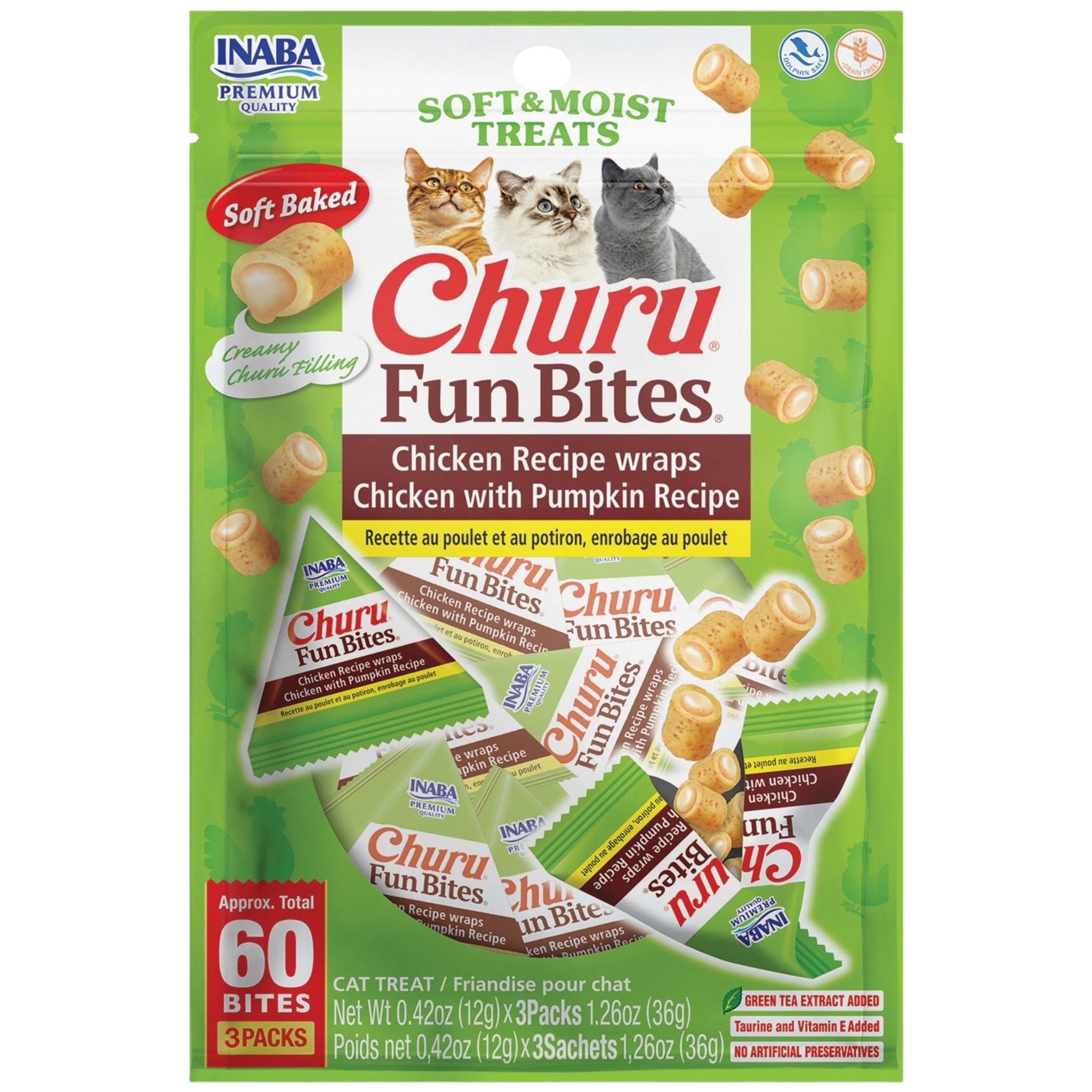 Inaba Cat Treat Churu Fun Bites Chicken Wraps Chicken with Pumpkin