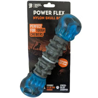 Happy Staffy Co Nylon Skull Bone skull-shaped chew toy with rubber core and nylon ends — main product image