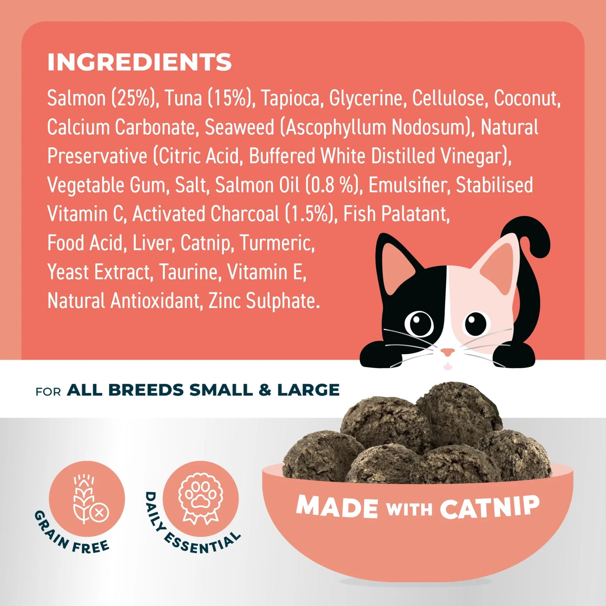 Bell and Bone Adult Cat Dental Bites - Salmon with Charcoal