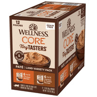 Wellness CORE Tiny Tasters Pate Land Variety Pack carton, six chicken and six chicken and turkey