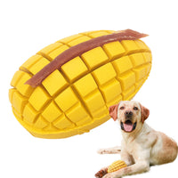 Petopia Ultra Tough Dog Toy Mango Magic, a mango shaped treat-dispensing chew toy in 100% natural rubber