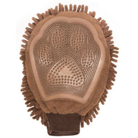 Dirty Dog grooming mitt in brown, palm side with the rubber grooming nubs