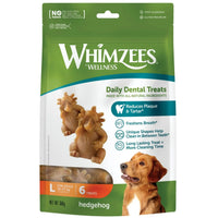 Whimzees Hedgehog dental dog treat, Large 6 pack front