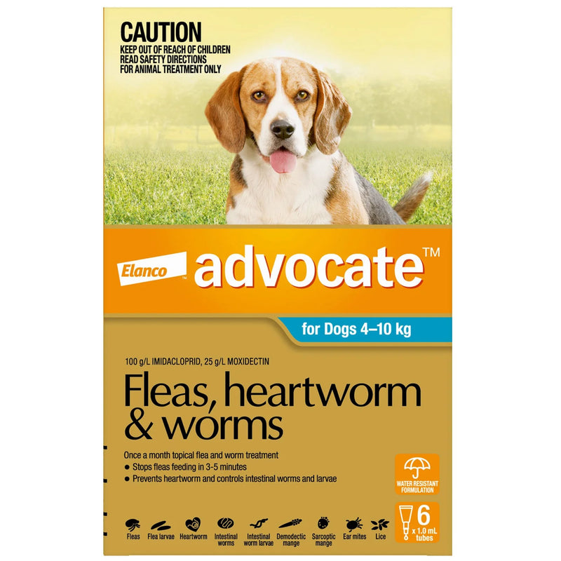 Advocate for Dogs 4-10Kg Aqua - 6 Pack | PeekAPaw Pet Supplies