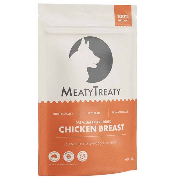 Meaty Treaty Freeze Dried Chicken Breast Pet Treats for Dog & Cat