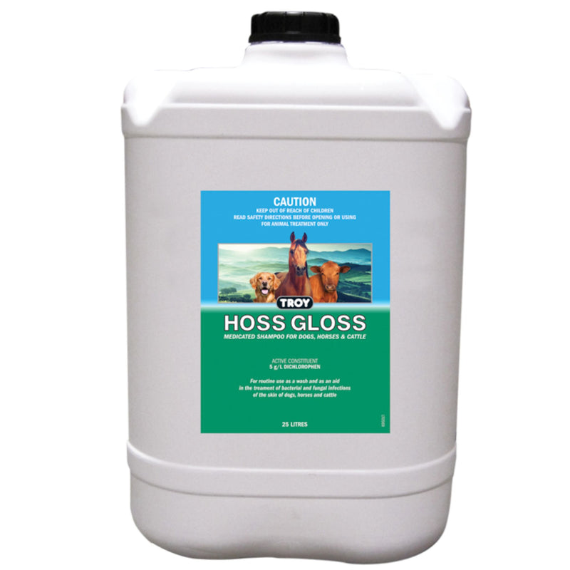 TROY Hoss Gloss Medicated Shampoo for Dogs, Horses and Cattle - 25L | PeekAPaw Pet Supplies