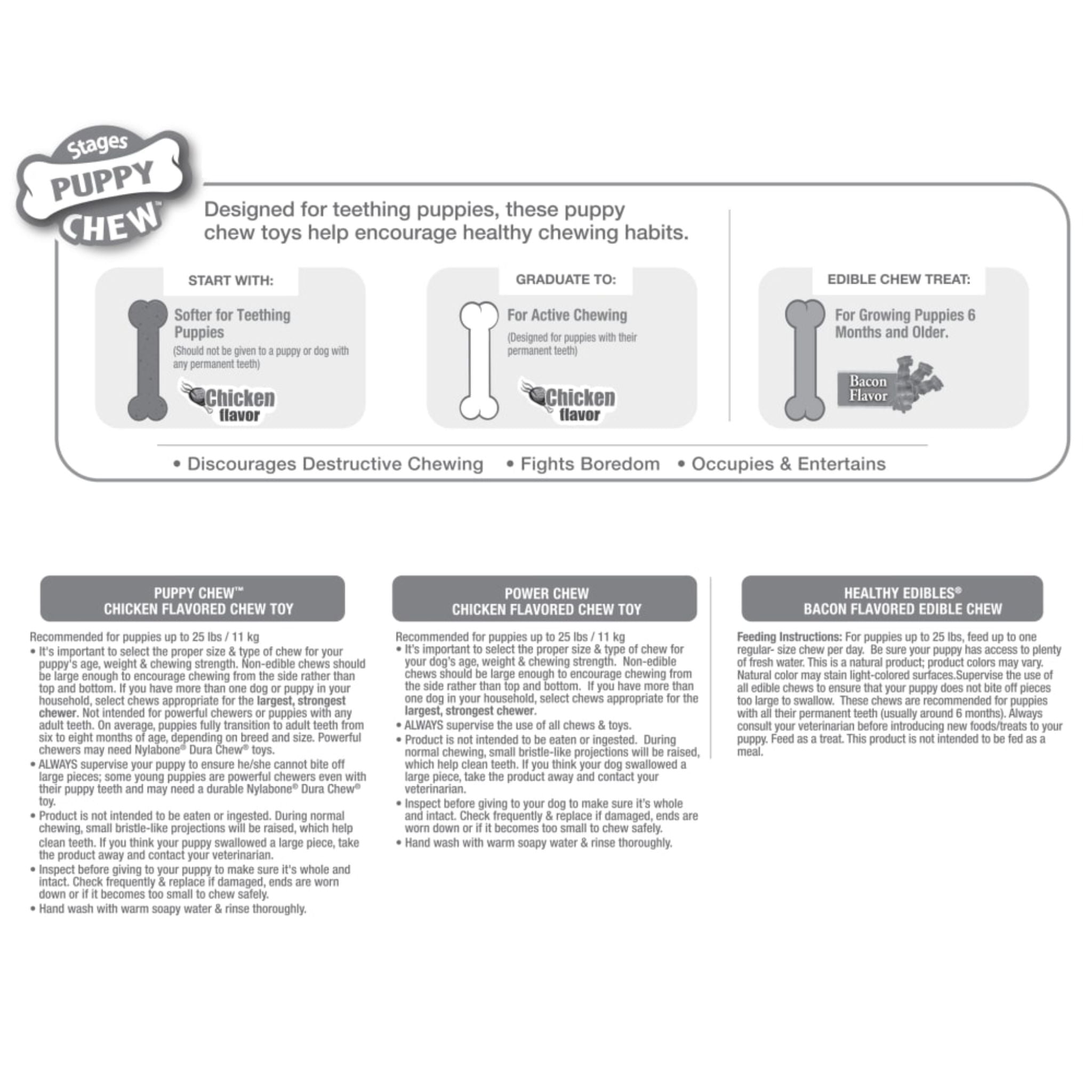 Nylabone Natural Puppy Starter Kit Dog Chew Toy with Chew Treat