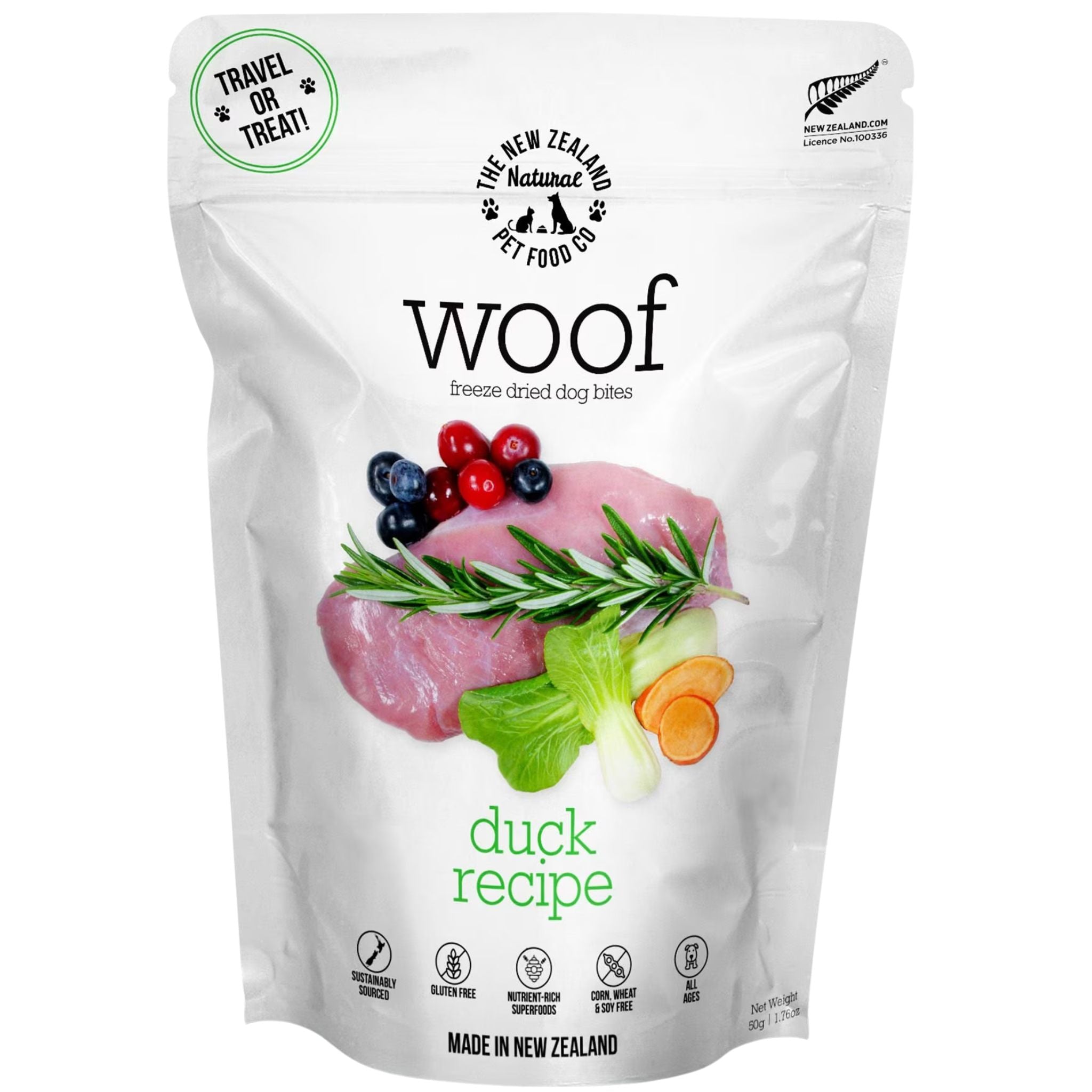 The New Zealand Natural Woof Freeze Dried Dog Treat Duck