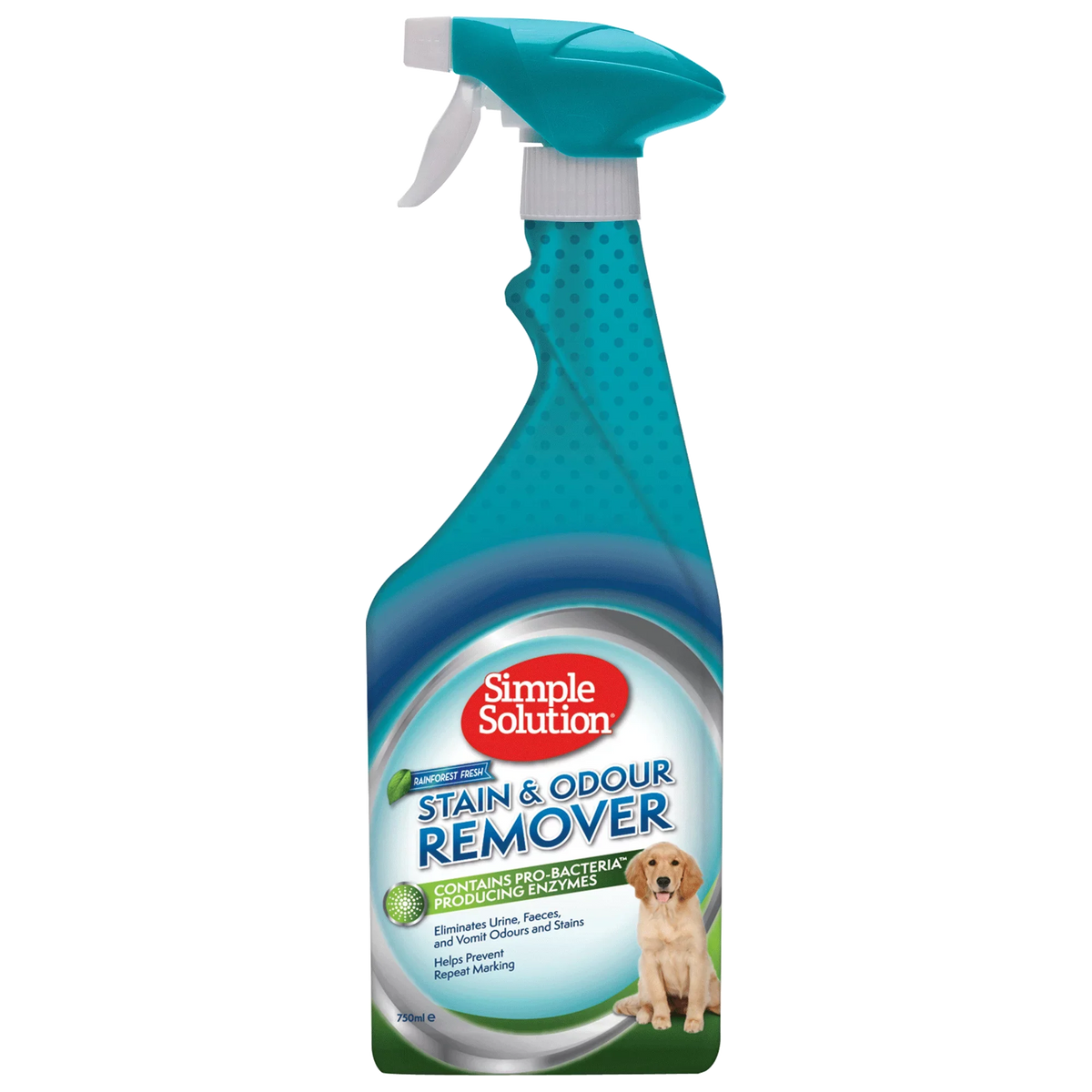 Simple Solution Home Stain & Odour Remover 750ml in Rain Forest scent, front of pack